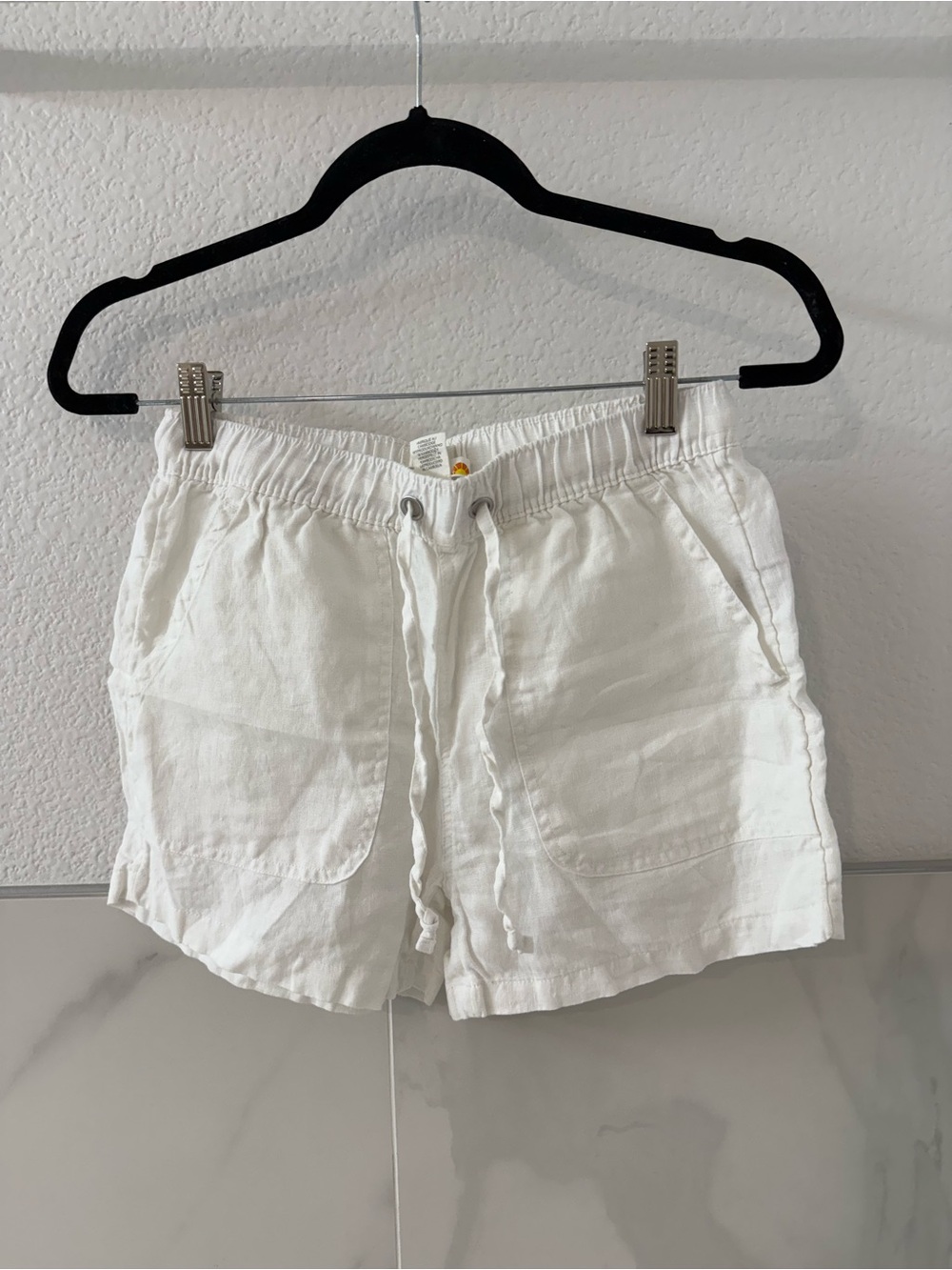 C&C California White Drawstring Linen-Blend Athletic Shorts